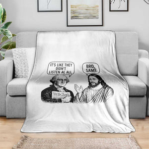 Funny George Washington and Jesus Satire Throw Blanket Political Commentary Founding Fathers and Faith TS02 Print Your Wear