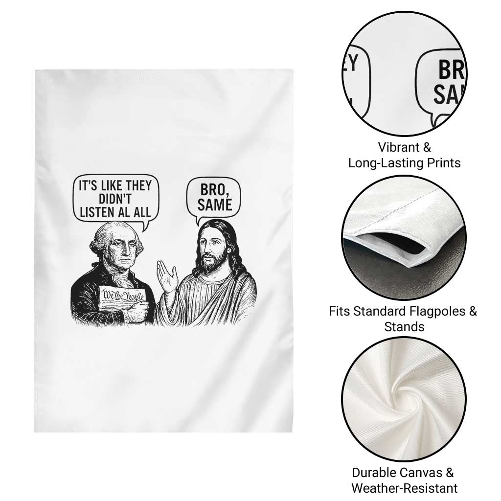 Funny George Washington and Jesus Satire Garden Flag Political Commentary Founding Fathers and Faith TS02 Print Your Wear