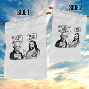 Funny George Washington and Jesus Satire Garden Flag Political Commentary Founding Fathers and Faith TS02 Print Your Wear