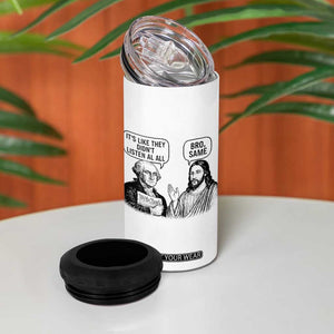 Funny George Washington and Jesus Satire 4 in 1 Can Cooler Tumbler Political Commentary Founding Fathers and Faith TS02 Print Your Wear