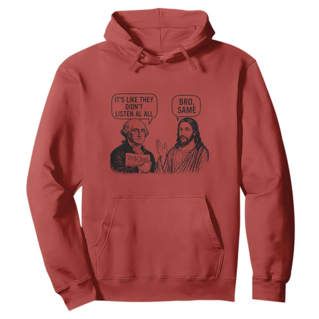 Funny George Washington and Jesus Satire Hoodie Political Commentary Founding Fathers and Faith TS02 Red Print Your Wear