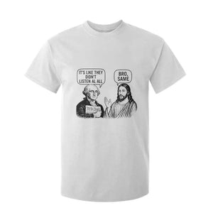 Funny George Washington and Jesus Satire T Shirt For Kid Political Commentary Founding Fathers and Faith TS02 White Print Your Wear