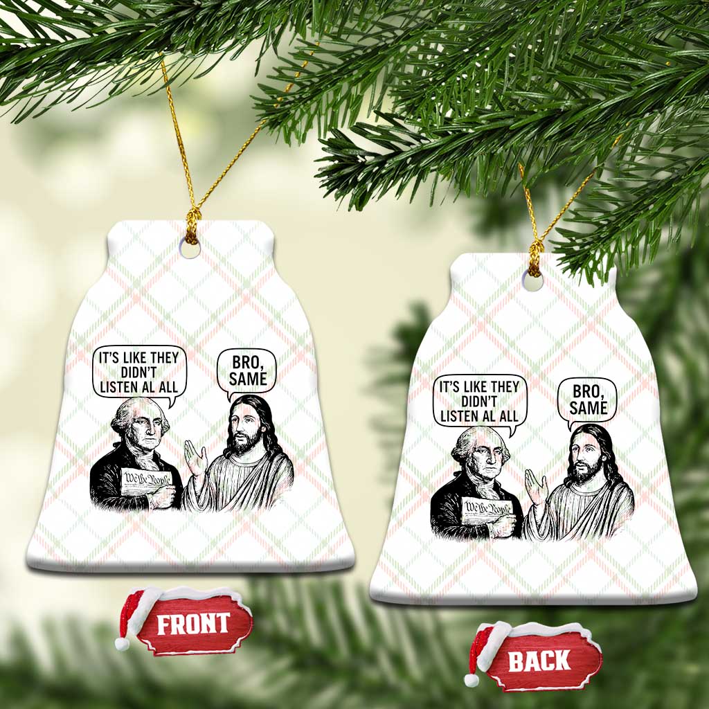 Funny George Washington and Jesus Satire Ceramic Ornament Political Commentary Founding Fathers and Faith TS02 Print Your Wear