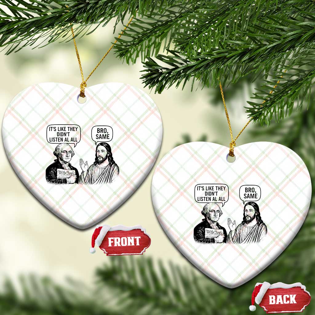 Funny George Washington and Jesus Satire Ceramic Ornament Political Commentary Founding Fathers and Faith TS02 Print Your Wear