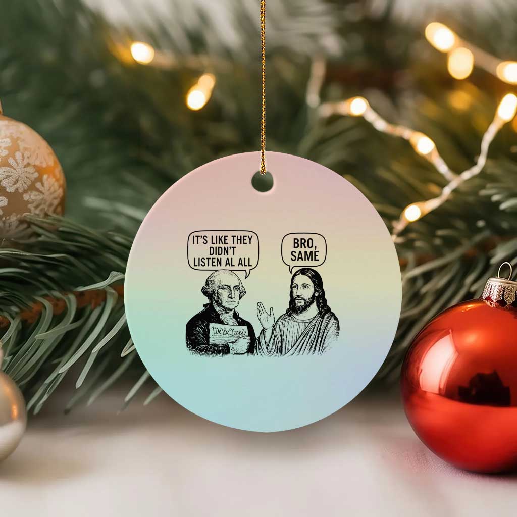 Funny George Washington and Jesus Satire Ceramic Ornament Political Commentary Founding Fathers and Faith TS02 1pc Pastel Print Your Wear