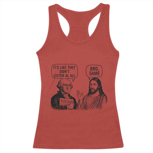 Funny George Washington and Jesus Satire Racerback Tank Top Political Commentary Founding Fathers and Faith TS02 Red Print Your Wear