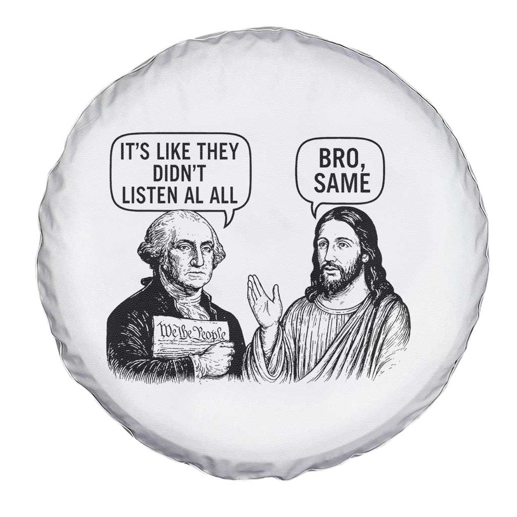 Funny George Washington and Jesus Satire Spare Tire Cover Political Commentary Founding Fathers and Faith TS02 Print Your Wear