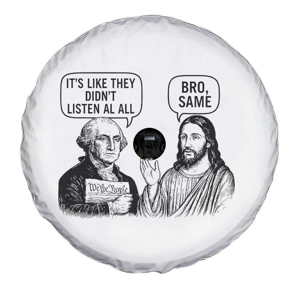 Funny George Washington and Jesus Satire Spare Tire Cover Political Commentary Founding Fathers and Faith TS02 Print Your Wear
