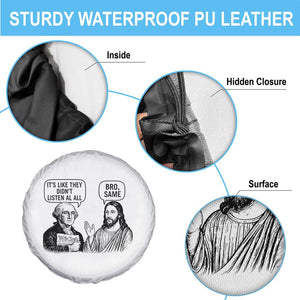 Funny George Washington and Jesus Satire Spare Tire Cover Political Commentary Founding Fathers and Faith TS02 Print Your Wear