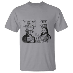 Funny George Washington and Jesus Satire T Shirt Political Commentary Founding Fathers and Faith TS02 Sport Gray Print Your Wear