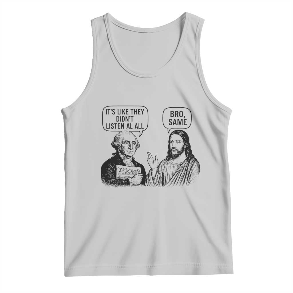 Funny George Washington and Jesus Satire Tank Top Political Commentary Founding Fathers and Faith TS02 Ash Print Your Wear