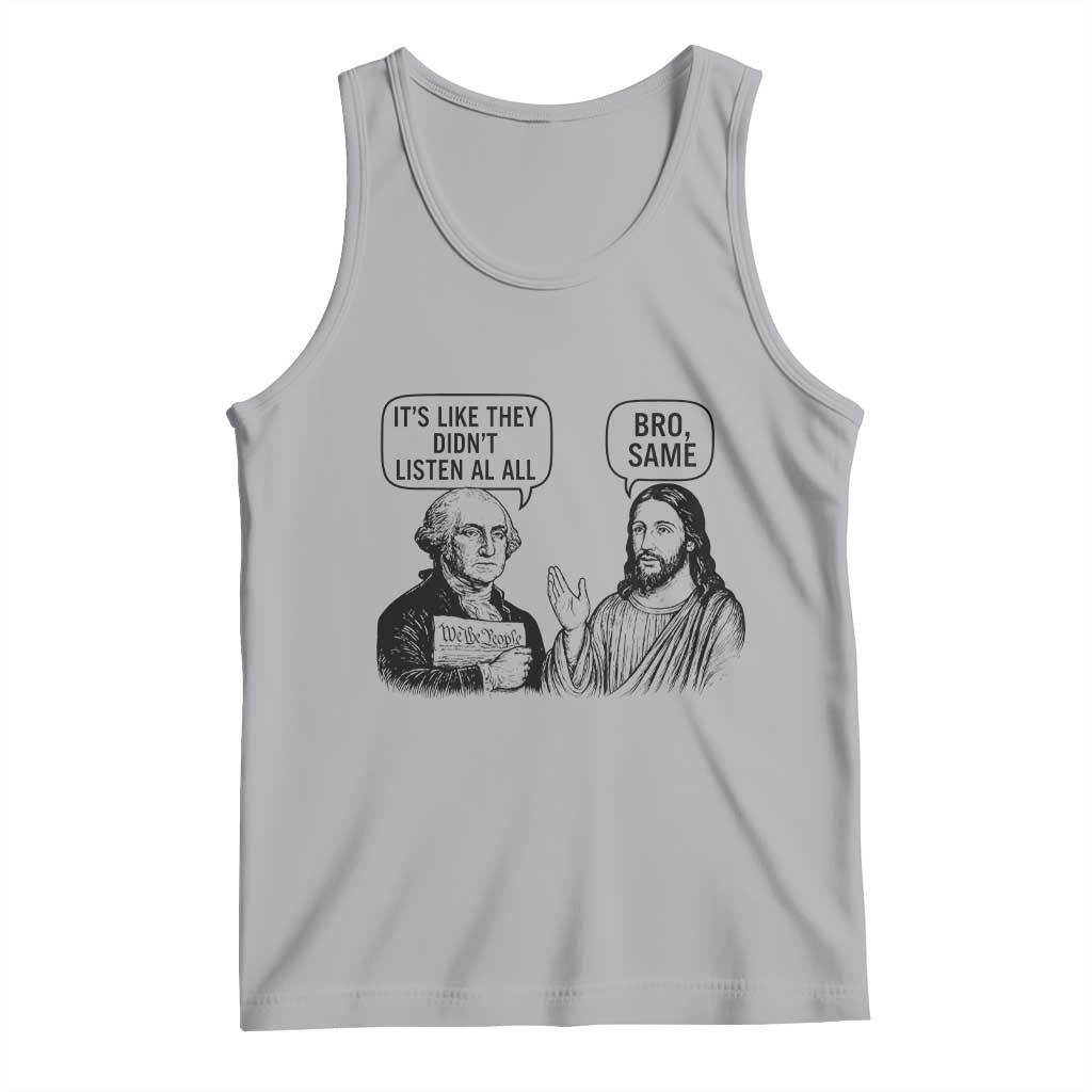 Funny George Washington and Jesus Satire Tank Top Political Commentary Founding Fathers and Faith TS02 Athletic Heather Print Your Wear