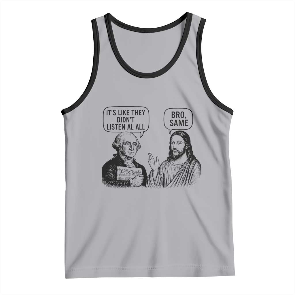 Funny George Washington and Jesus Satire Tank Top Political Commentary Founding Fathers and Faith TS02 Athletic Heather Black Print Your Wear