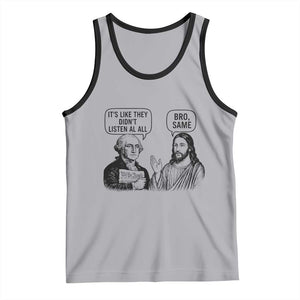 Funny George Washington and Jesus Satire Tank Top Political Commentary Founding Fathers and Faith TS02 Athletic Heather Black Print Your Wear