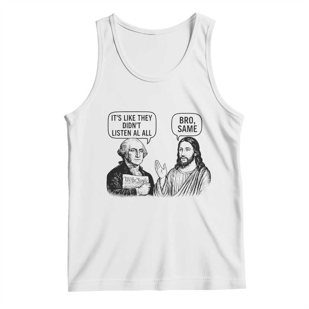 Funny George Washington and Jesus Satire Tank Top Political Commentary Founding Fathers and Faith TS02 White Print Your Wear