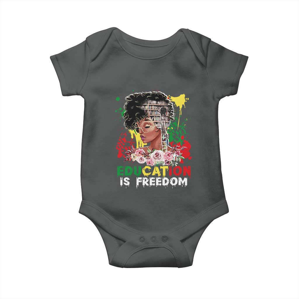 Education Is Freedom Baby Onesie Black Educated Girls African American TS02 Dark Heather Print Your Wear