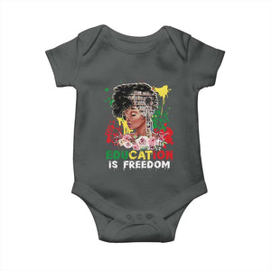 Education Is Freedom Baby Onesie Black Educated Girls African American TS02 Dark Heather Print Your Wear