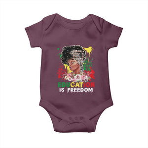 Education Is Freedom Baby Onesie Black Educated Girls African American TS02 Maroon Print Your Wear
