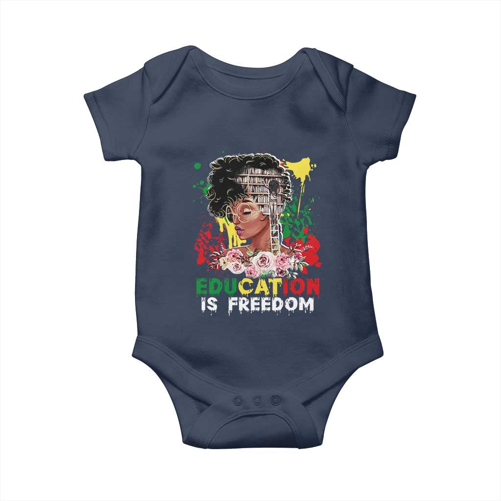 Education Is Freedom Baby Onesie Black Educated Girls African American TS02 Navy Print Your Wear