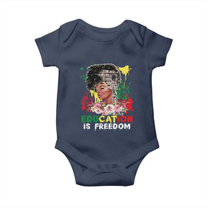 Education Is Freedom Baby Onesie Black Educated Girls African American TS02 Navy Print Your Wear