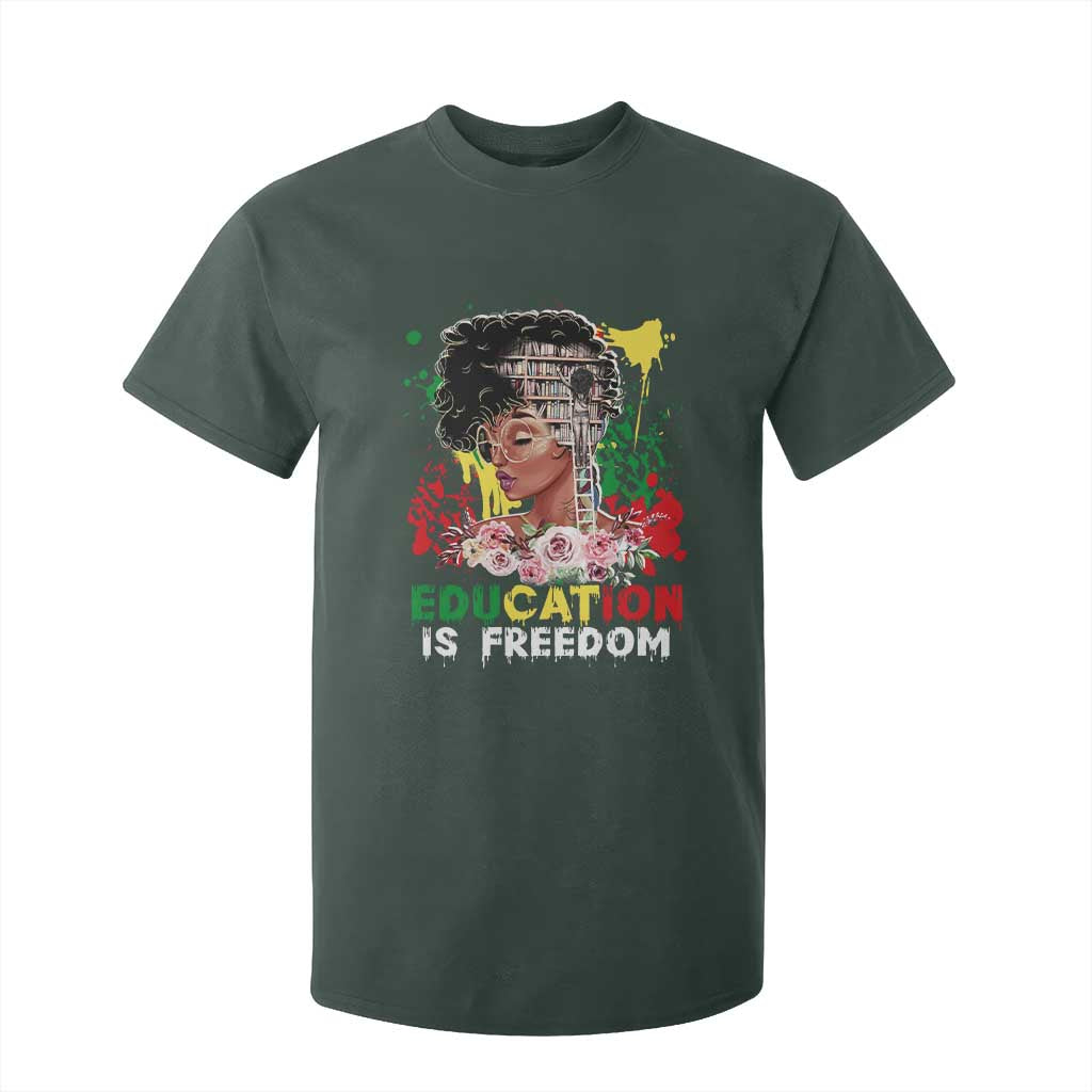 Education Is Freedom T Shirt For Kid Black Educated Girls African American TS02 Dark Forest Green Print Your Wear