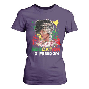Education Is Freedom T Shirt For Women Black Educated Girls African American TS02 Purple Print Your Wear