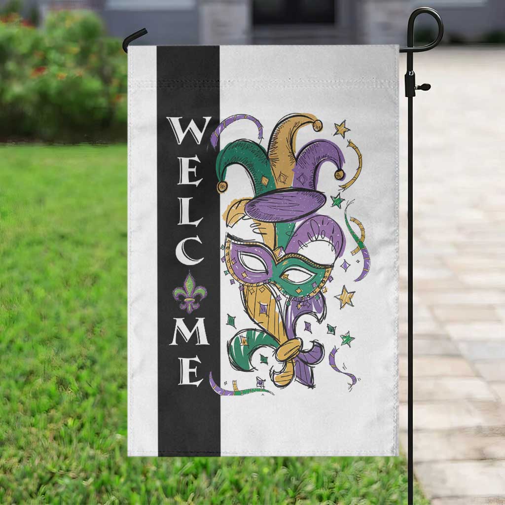 Mardi Gras Welcome Garden Flag Jester Mask Fleur de Lis Carnival Outdoor Holiday Decorration TS02 Print Your Wear