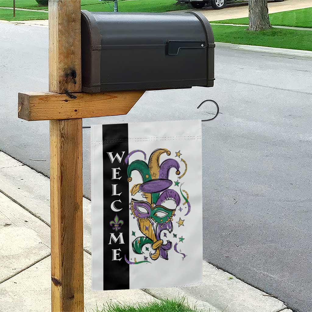 Mardi Gras Welcome Garden Flag Jester Mask Fleur de Lis Carnival Outdoor Holiday Decorration TS02 Print Your Wear