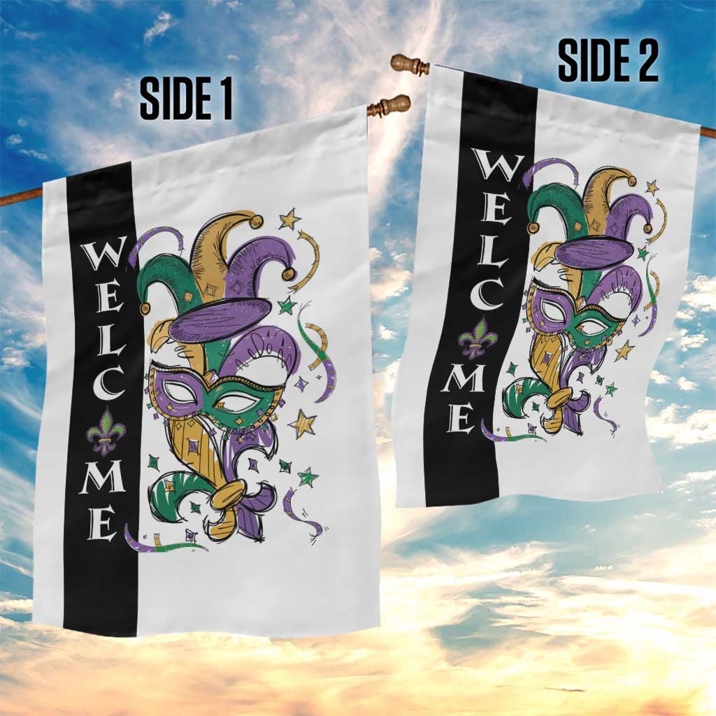 Mardi Gras Welcome Garden Flag Jester Mask Fleur de Lis Carnival Outdoor Holiday Decorration TS02 Print Your Wear