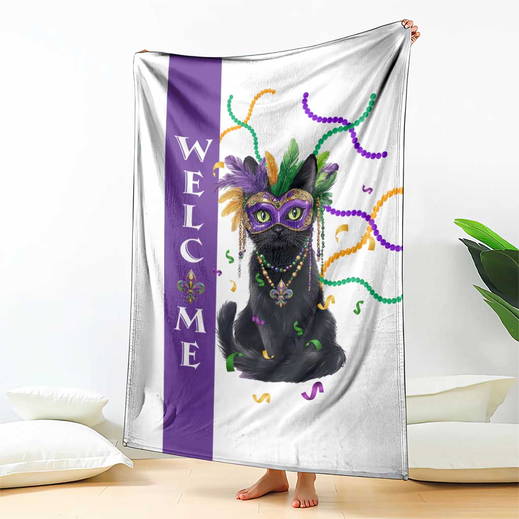 Black Cat Mardi Gras Welcome Throw Blanket New Orleans Carnival Yard Decoration TS02 Print Your Wear