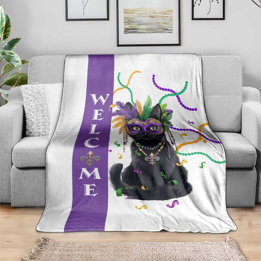 Black Cat Mardi Gras Welcome Throw Blanket New Orleans Carnival Yard Decoration TS02 Print Your Wear