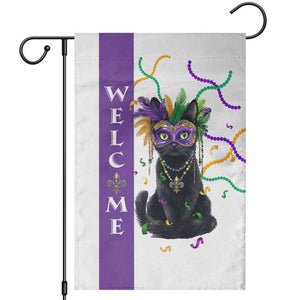 Black Cat Mardi Gras Welcome Garden Flag New Orleans Carnival Yard Decoration TS02 White Print Your Wear