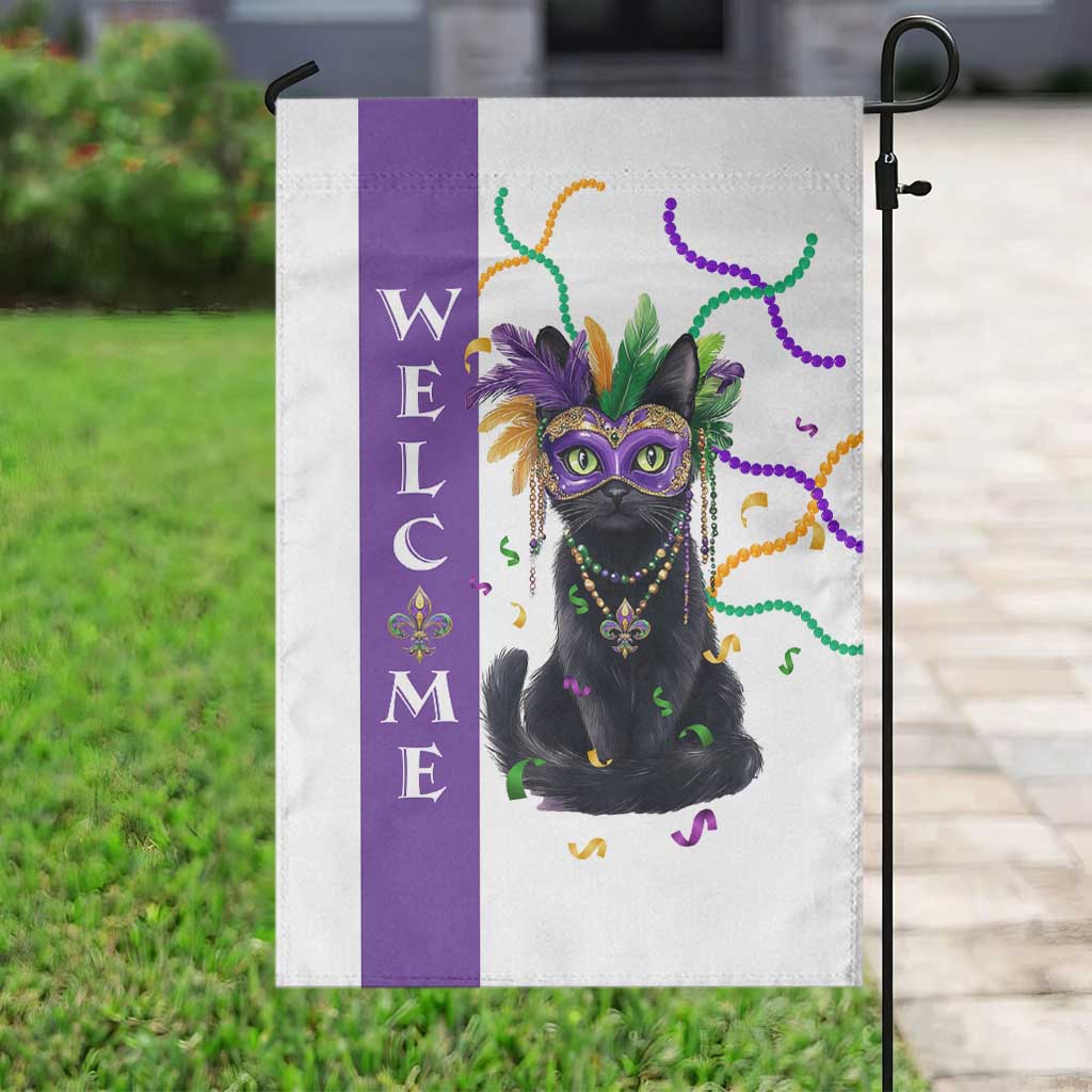 Black Cat Mardi Gras Welcome Garden Flag New Orleans Carnival Yard Decoration TS02 Print Your Wear