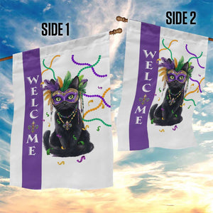 Black Cat Mardi Gras Welcome Garden Flag New Orleans Carnival Yard Decoration TS02 Print Your Wear