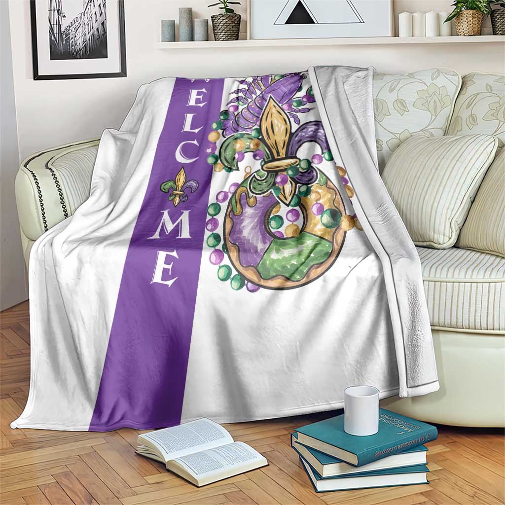 Crawfish & Beads Mardi Gras Welcome Throw Blanket Louisiana Party Outdoor Banner TS02 Print Your Wear