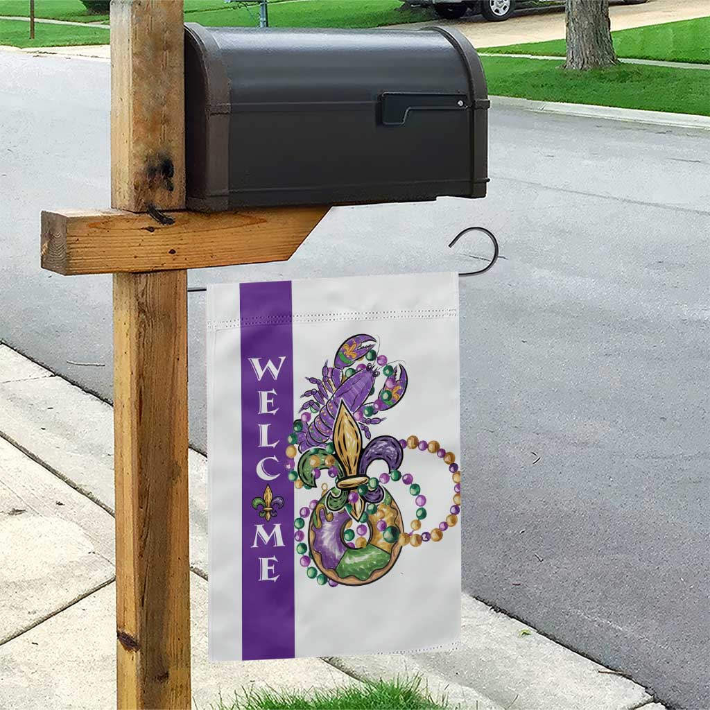 Crawfish & Beads Mardi Gras Welcome Garden Flag Louisiana Party Outdoor Banner TS02 Print Your Wear