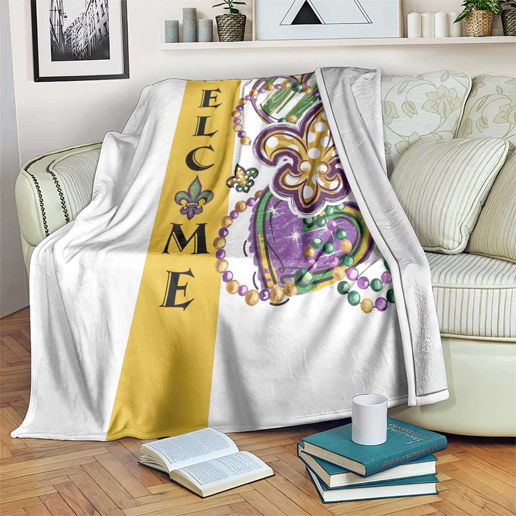 Gold Fleur De Lis Mardi Gras Welcome Throw Blanket Festive Garden Yard Decor TS02 Print Your Wear