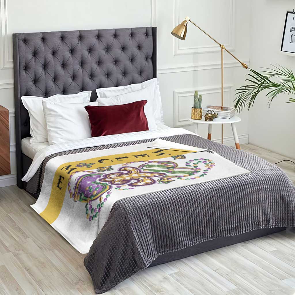 Gold Fleur De Lis Mardi Gras Welcome Throw Blanket Festive Garden Yard Decor TS02 Print Your Wear