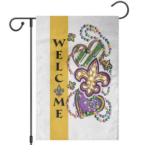 Gold Fleur De Lis Mardi Gras Welcome Garden Flag Festive Garden Yard Decor TS02 White Print Your Wear