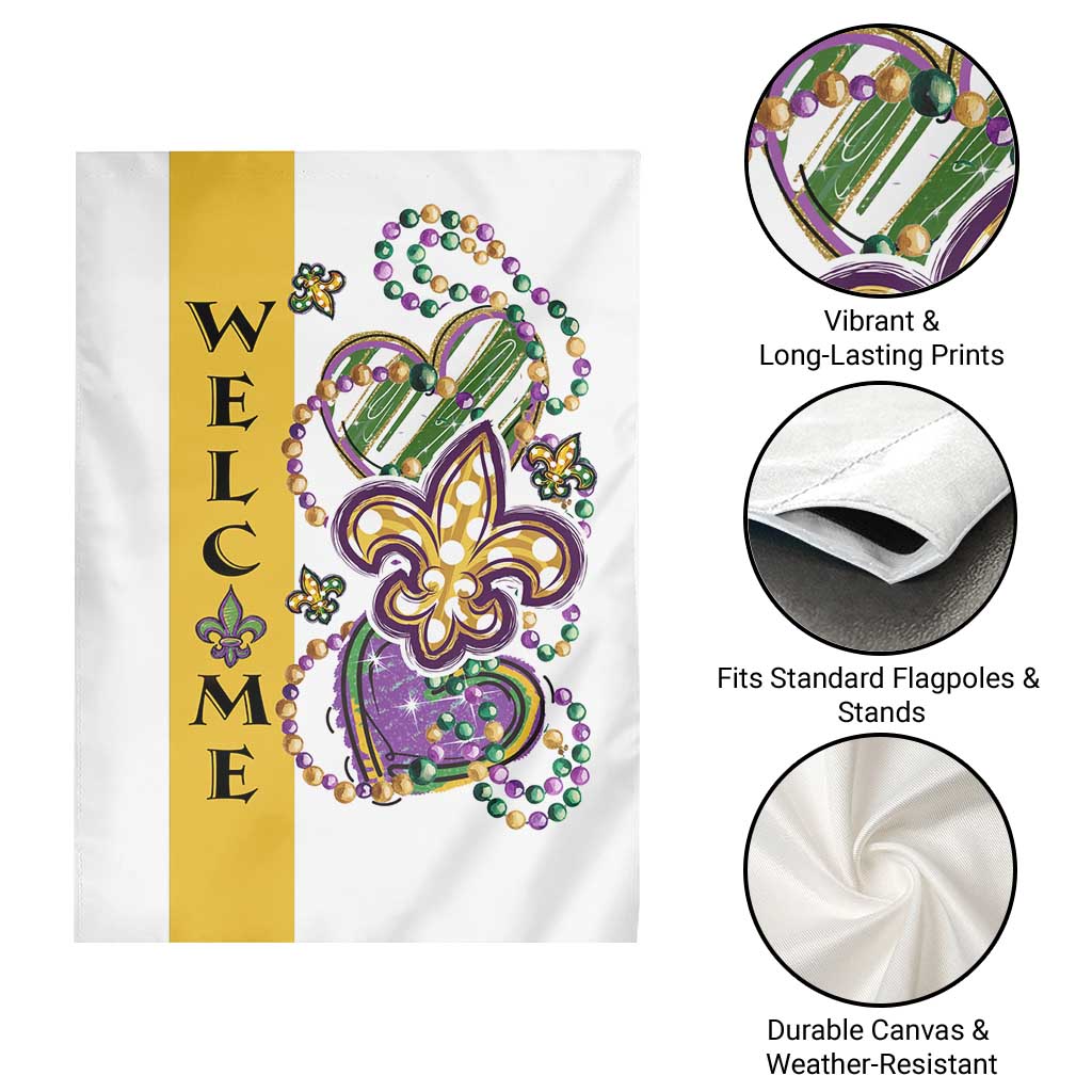 Gold Fleur De Lis Mardi Gras Welcome Garden Flag Festive Garden Yard Decor TS02 Print Your Wear