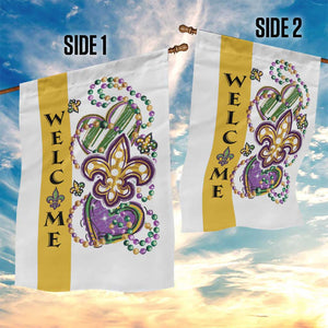 Gold Fleur De Lis Mardi Gras Welcome Garden Flag Festive Garden Yard Decor TS02 Print Your Wear