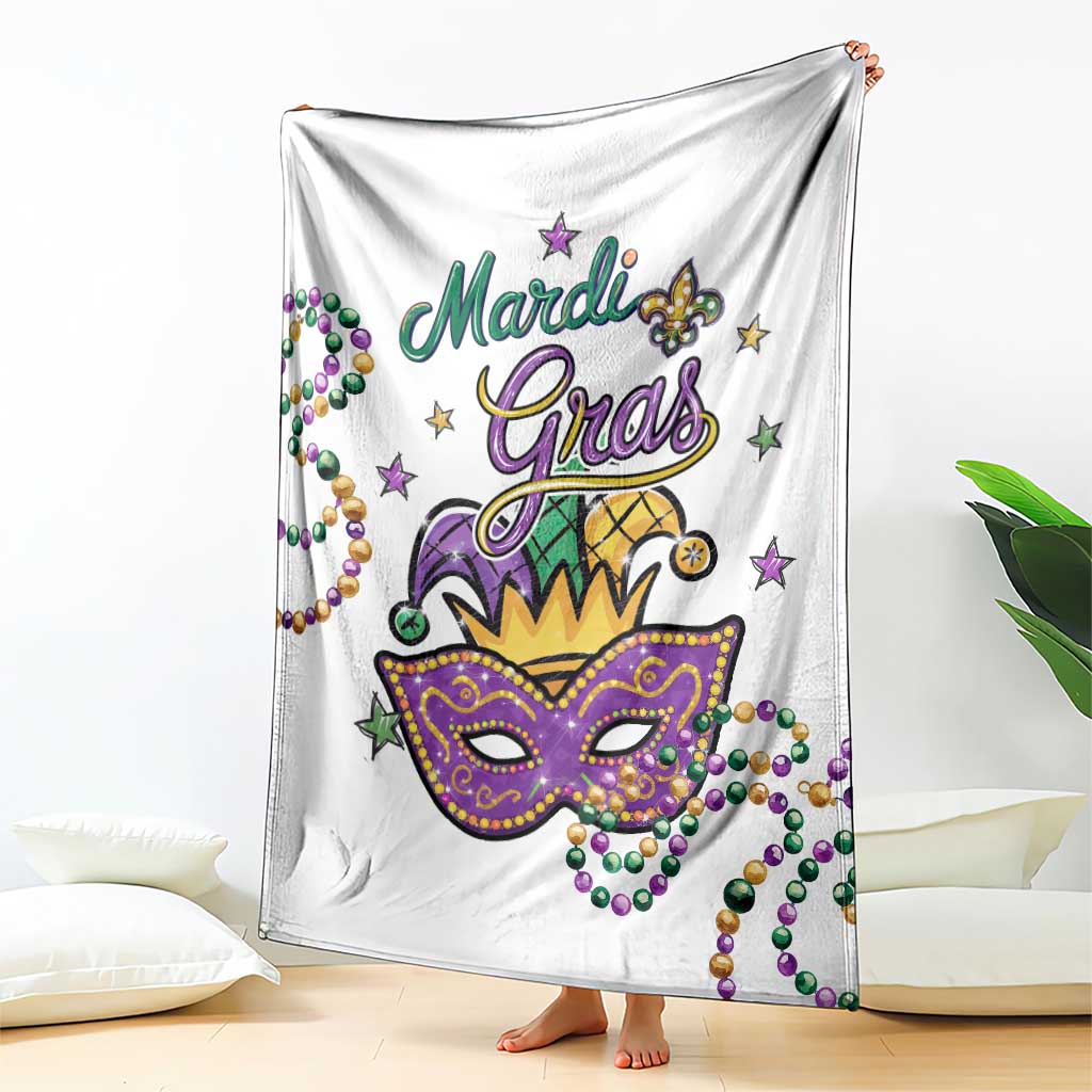 Mardi Gras Jester & Mask Welcome Throw Blanket Fat Tuesday Yard Decor TS02 Print Your Wear