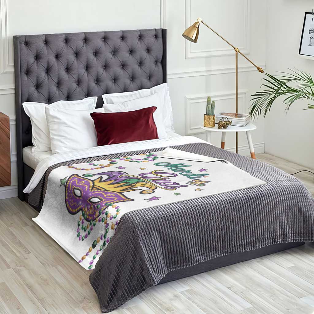 Mardi Gras Jester & Mask Welcome Throw Blanket Fat Tuesday Yard Decor TS02 Print Your Wear