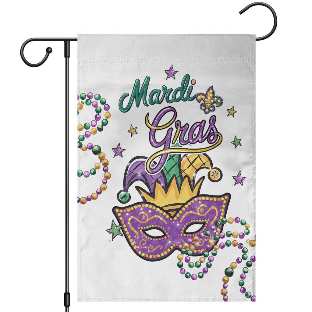 Mardi Gras Jester & Mask Welcome Garden Flag Fat Tuesday Yard Decor TS02 White Print Your Wear