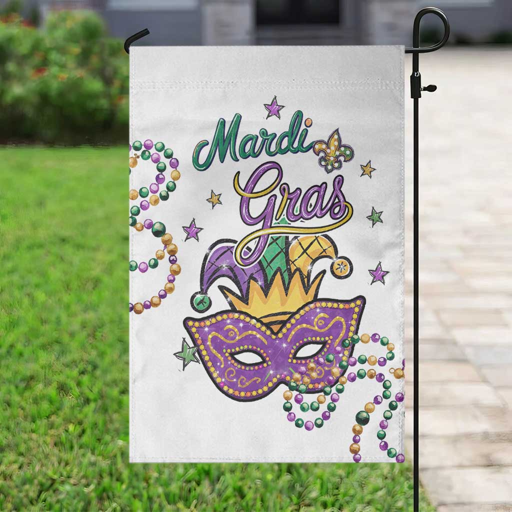 Mardi Gras Jester & Mask Welcome Garden Flag Fat Tuesday Yard Decor TS02 Print Your Wear
