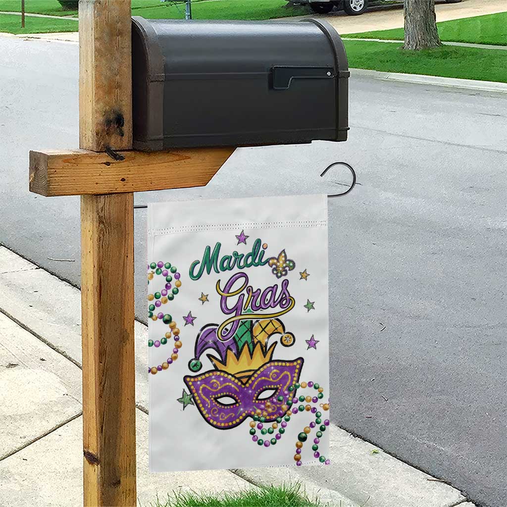 Mardi Gras Jester & Mask Welcome Garden Flag Fat Tuesday Yard Decor TS02 Print Your Wear