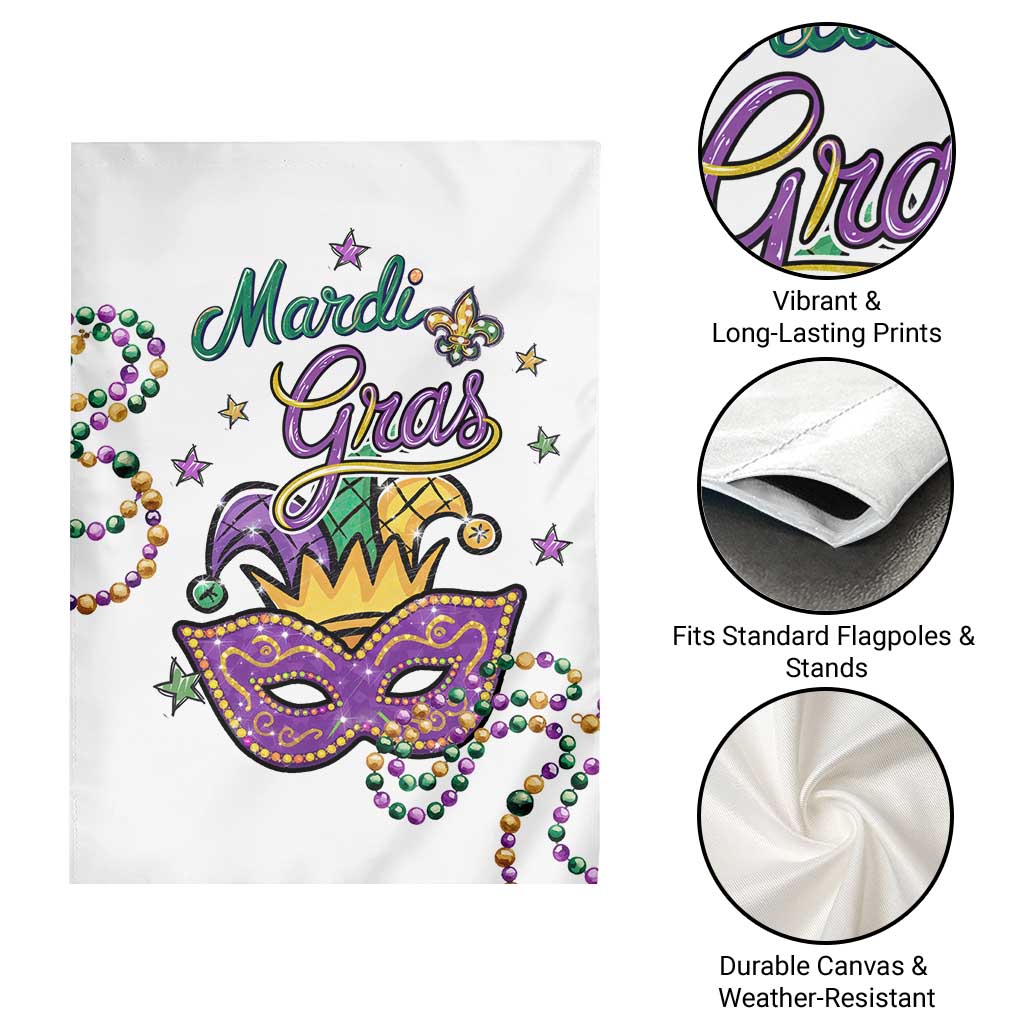 Mardi Gras Jester & Mask Welcome Garden Flag Fat Tuesday Yard Decor TS02 Print Your Wear
