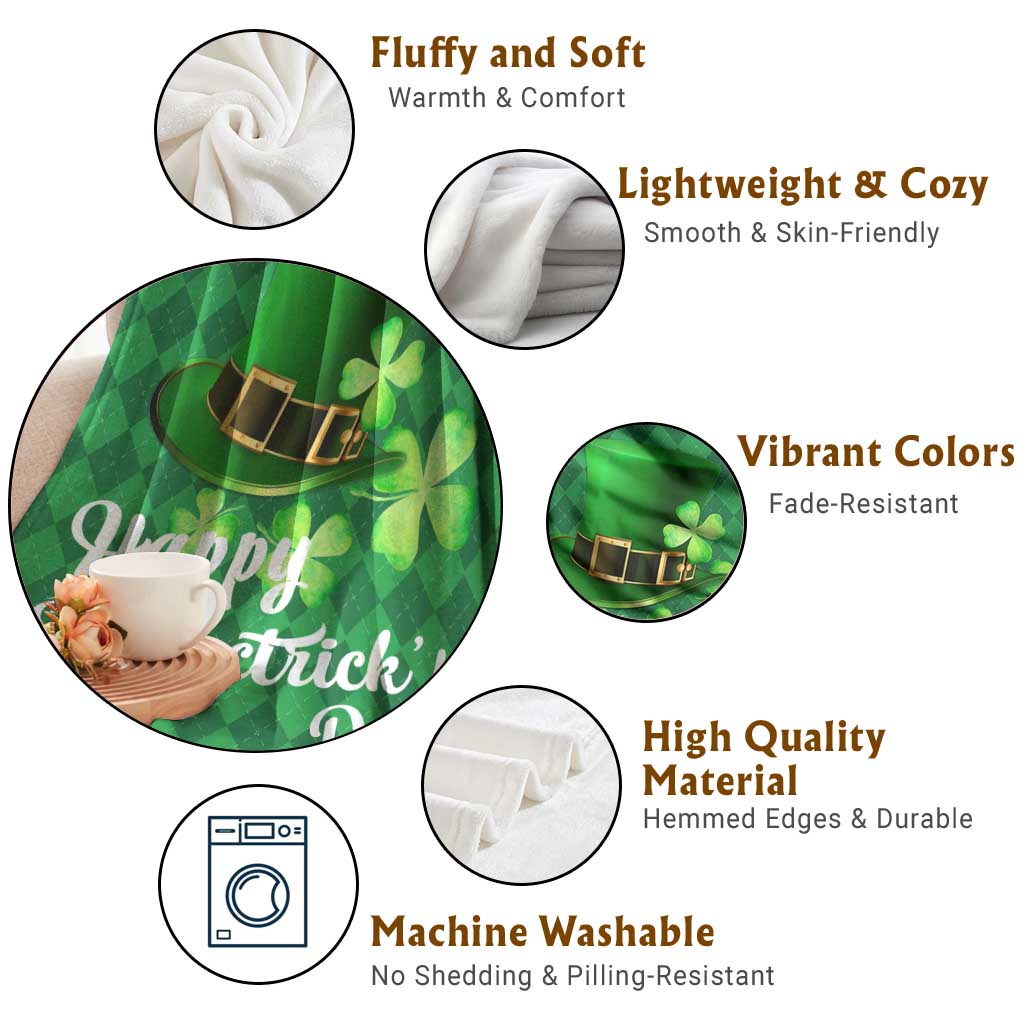 Green Leprechaun Hat Throw Blanket St. Patricks Day Outdoor Decor TS02 Print Your Wear