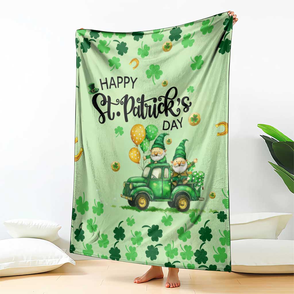 Happy St Patrick's Day Gnomes Welcome Throw Blanket Lucky Shamrock Gnomies Patio Decor TS02 Print Your Wear