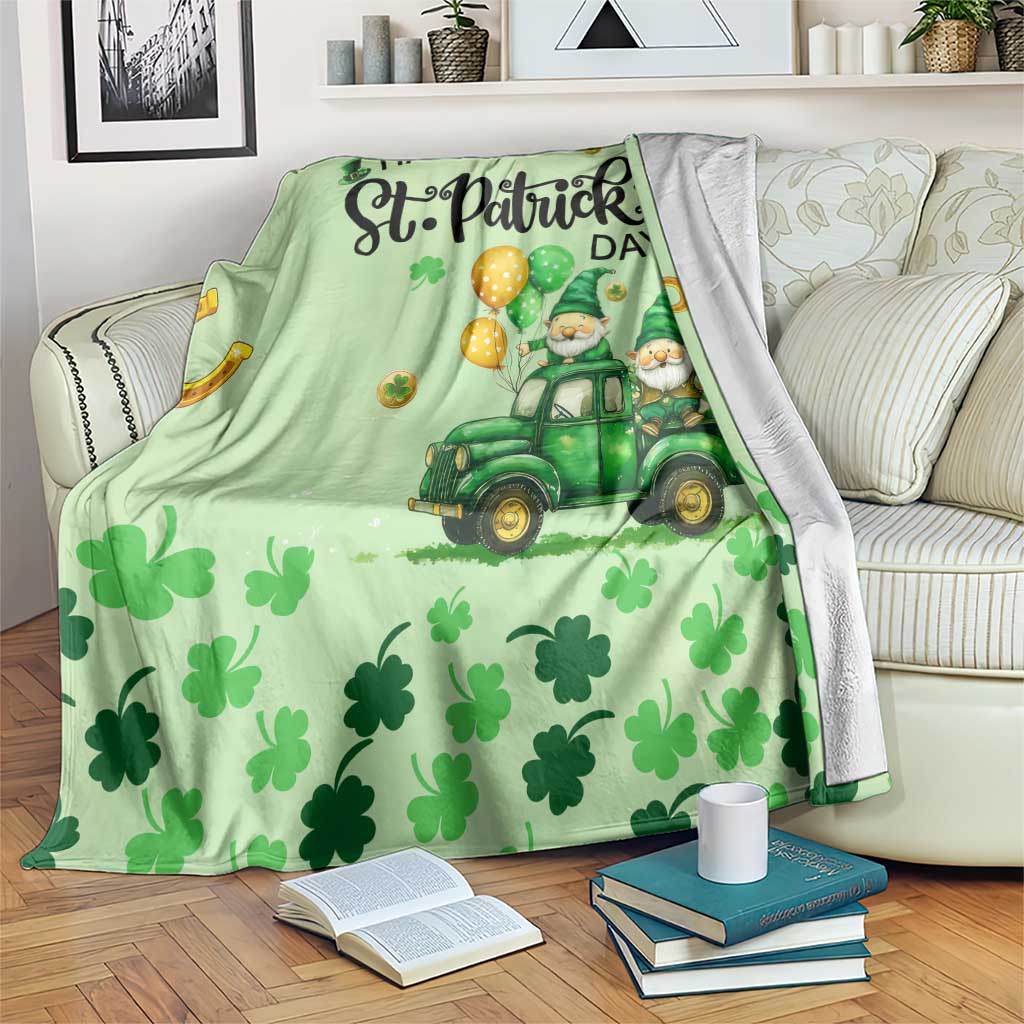 Happy St Patrick's Day Gnomes Welcome Throw Blanket Lucky Shamrock Gnomies Patio Decor TS02 Print Your Wear